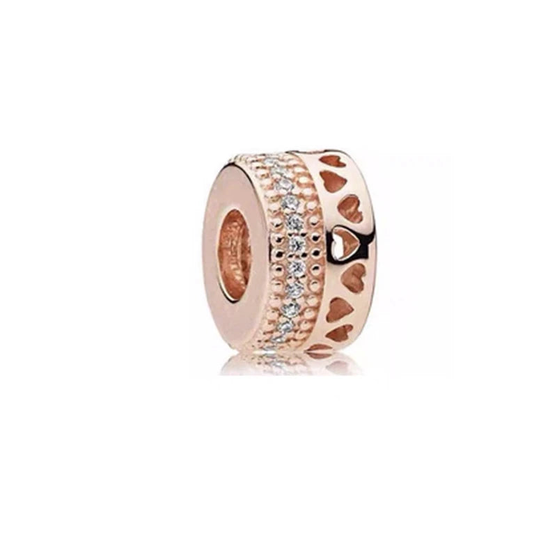 Hot Sale Rose Gold Charm Beads Fit Original 925 Silver Bracelet Women Jewelry