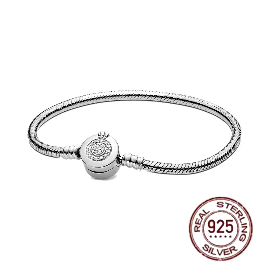 925 fine heart-shaped snake bone bracelet for women