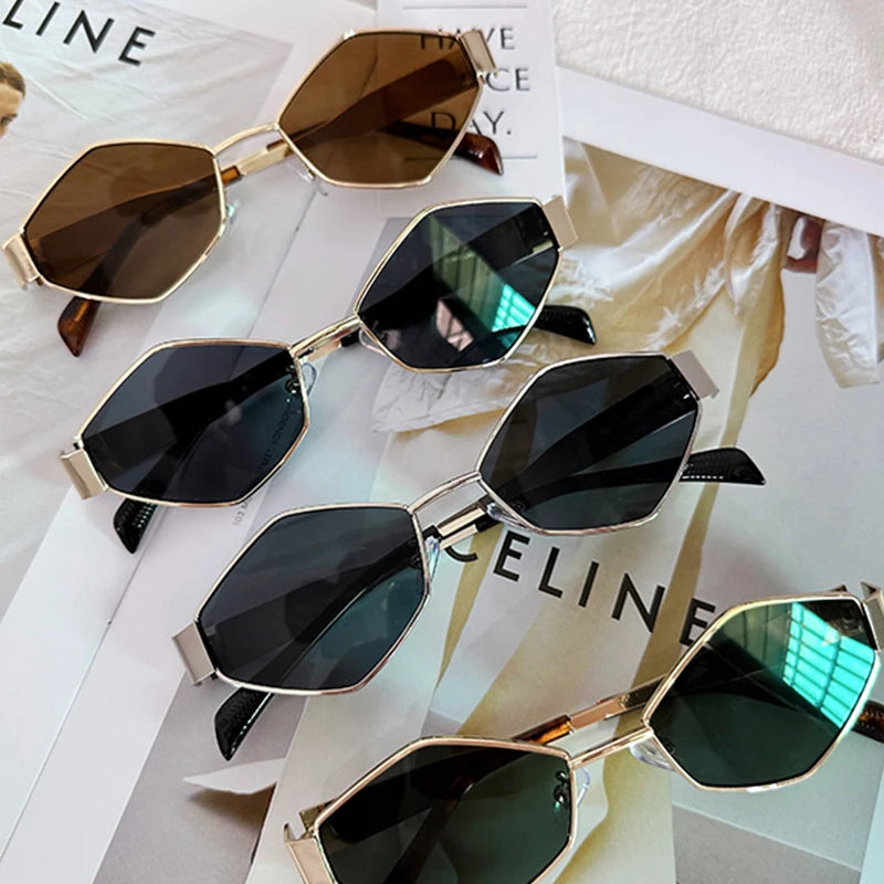 Polygonal Sunglasses for Women Small Frame