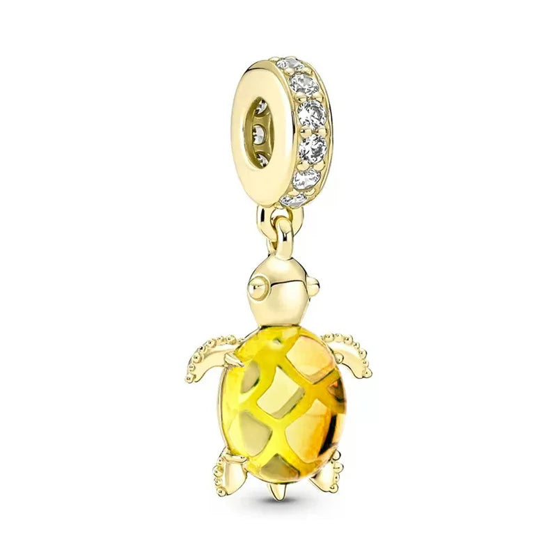 Blue Marine Organism Series Charm Jewelry Fit Original 925 Sterling Silver