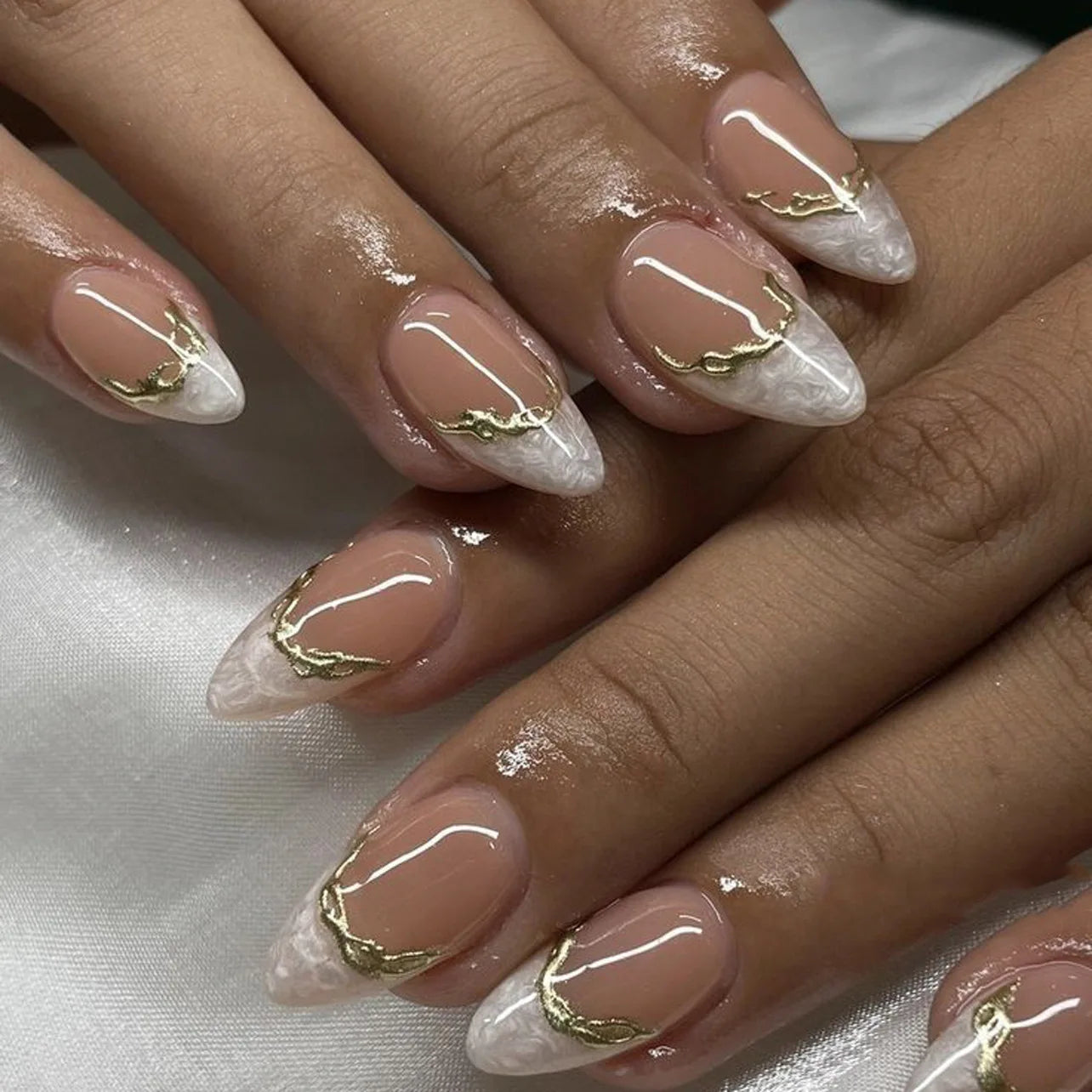 Cat Eye French Sheer Manicure Tip Art 3D Acrylic Nails