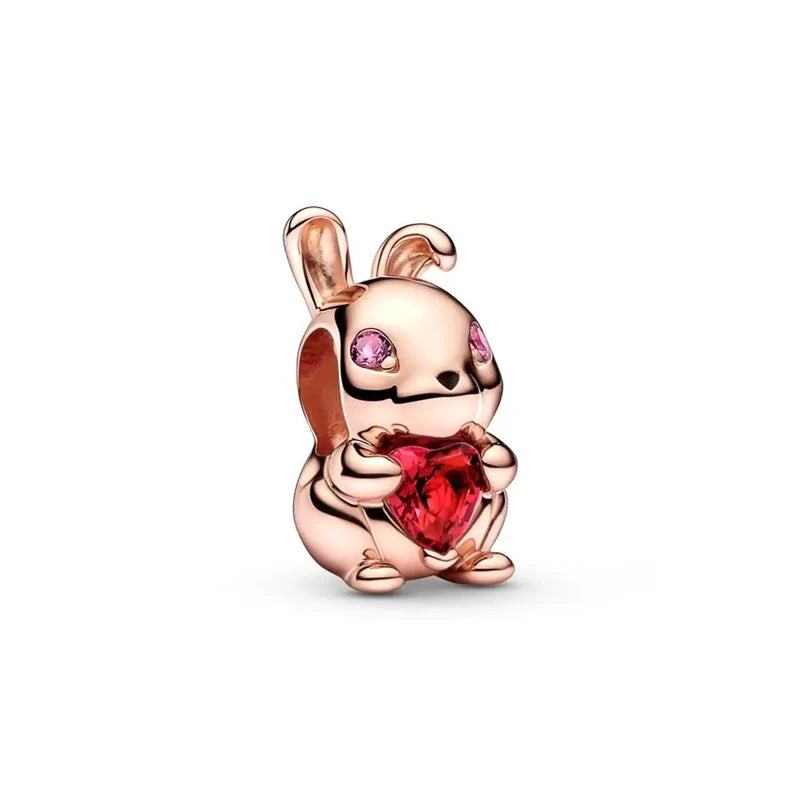 Hot Sale Rose Gold Charm Beads Fit Original 925 Silver Bracelet Women Jewelry