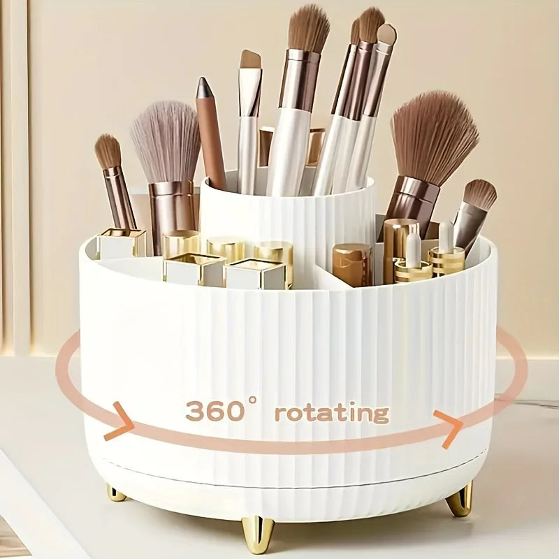 Cosmetic Storage Box with 5 Compartments - 360-Degree Rotating
