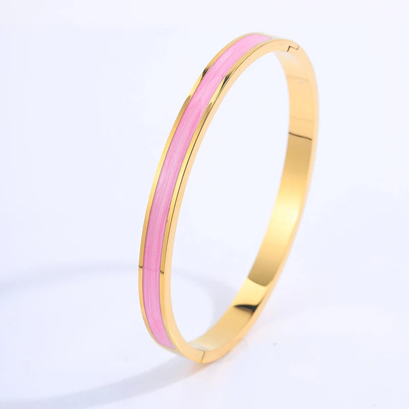 18K Stainless Steel Pink Crystal Love Heart Bracelet