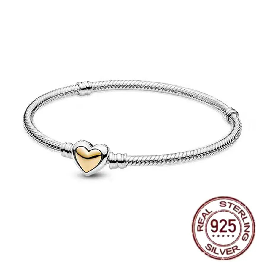925 fine heart-shaped snake bone bracelet for women