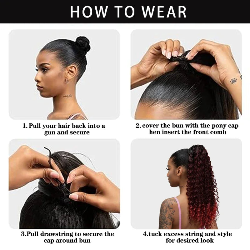 Curly Drawstring Ponytail Extension Synthetic Hair