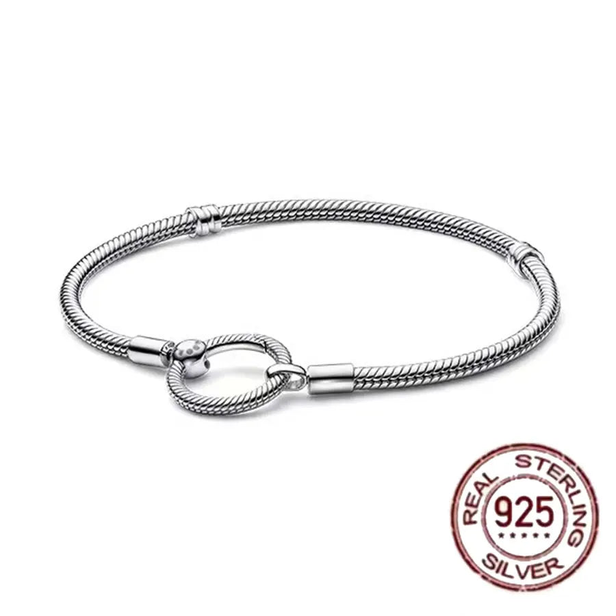 925 fine heart-shaped snake bone bracelet for women