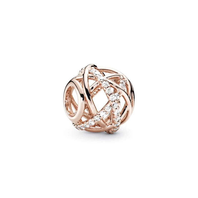 Hot Sale Rose Gold Charm Beads Fit Original 925 Silver Bracelet Women Jewelry