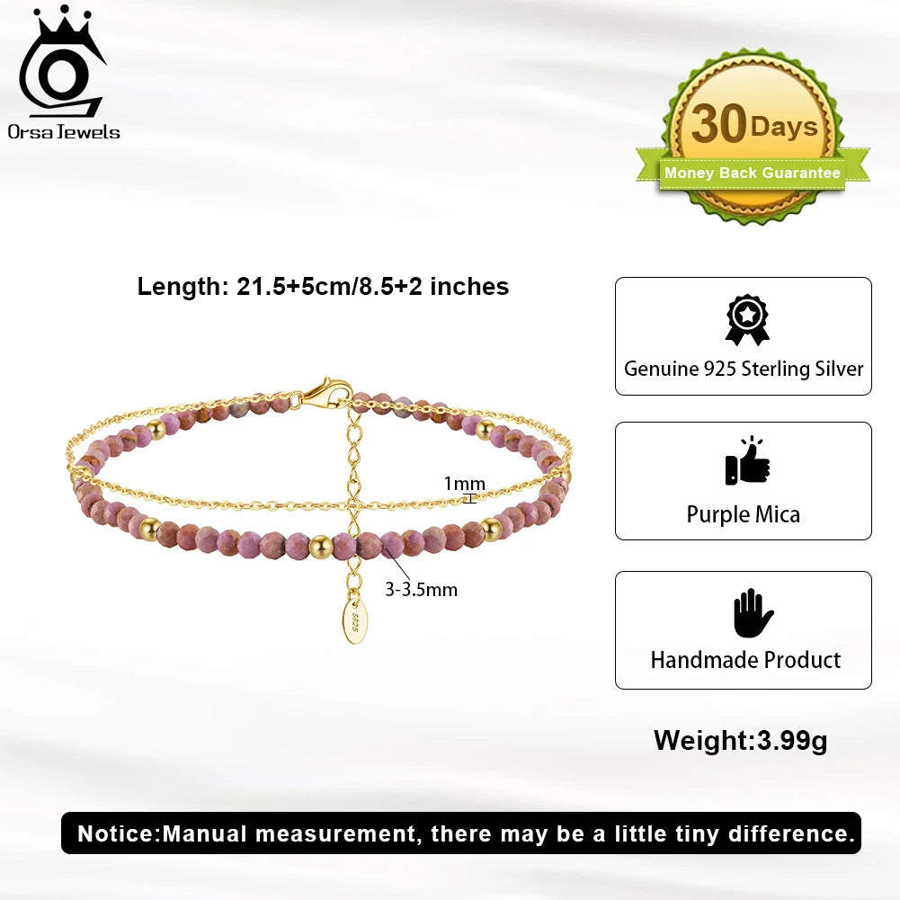 Gold Double Layered Chain Anklet for Women 925 Sterling Silver