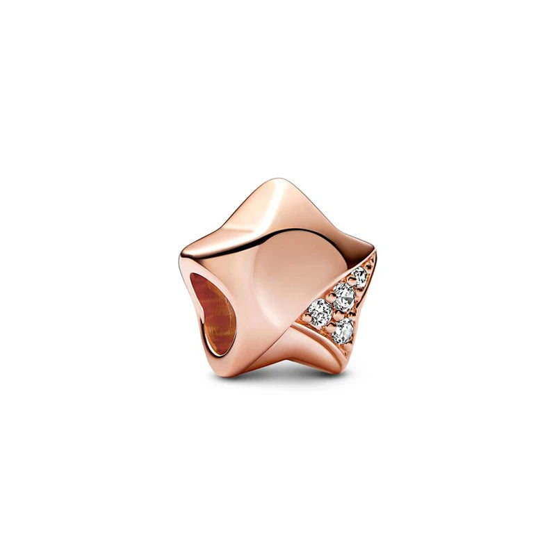 Hot Sale Rose Gold Charm Beads Fit Original 925 Silver Bracelet Women Jewelry