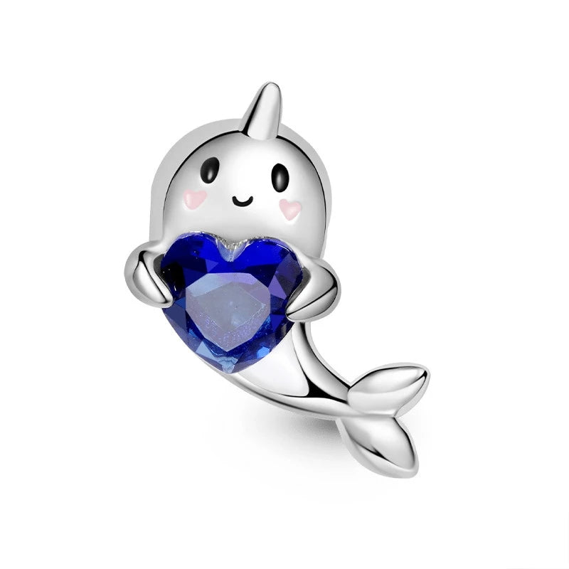 Blue Marine Organism Series Charm Jewelry Fit Original 925 Sterling Silver