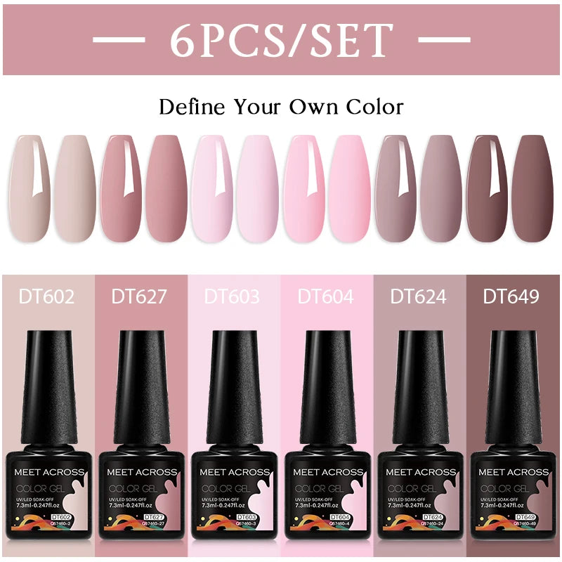 6Pcs/Set Gel Nail Polish for Nails Nude Brown Semi Permanent Nail Supplies