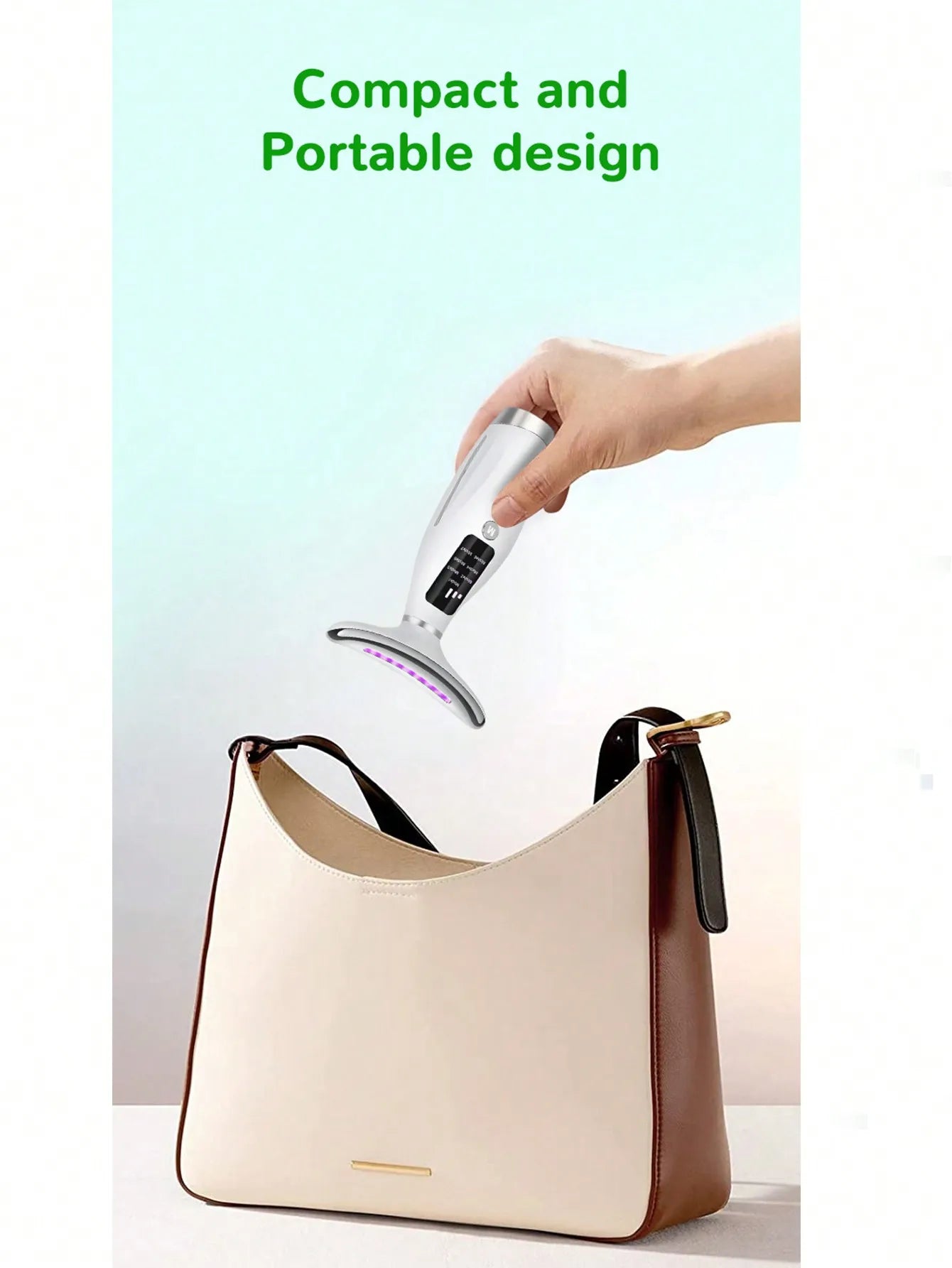 Face And Neck Beauty Instrument With Curved Hand Grip