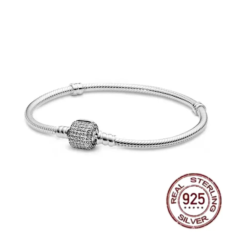 925 fine heart-shaped snake bone bracelet for women