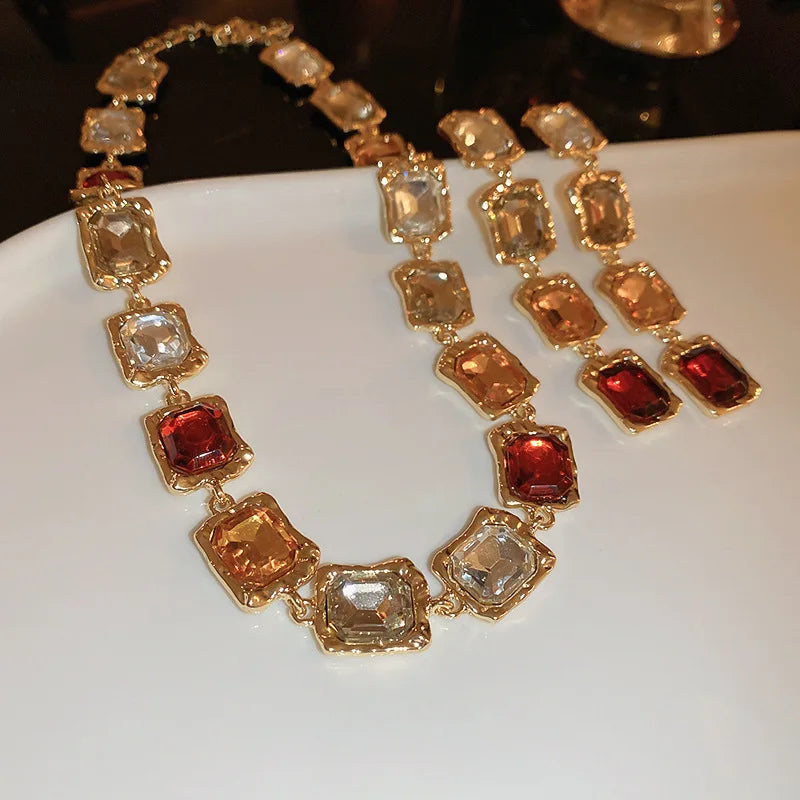 Necklace and Earrings Fashionable Temperament Splicing Jewelry