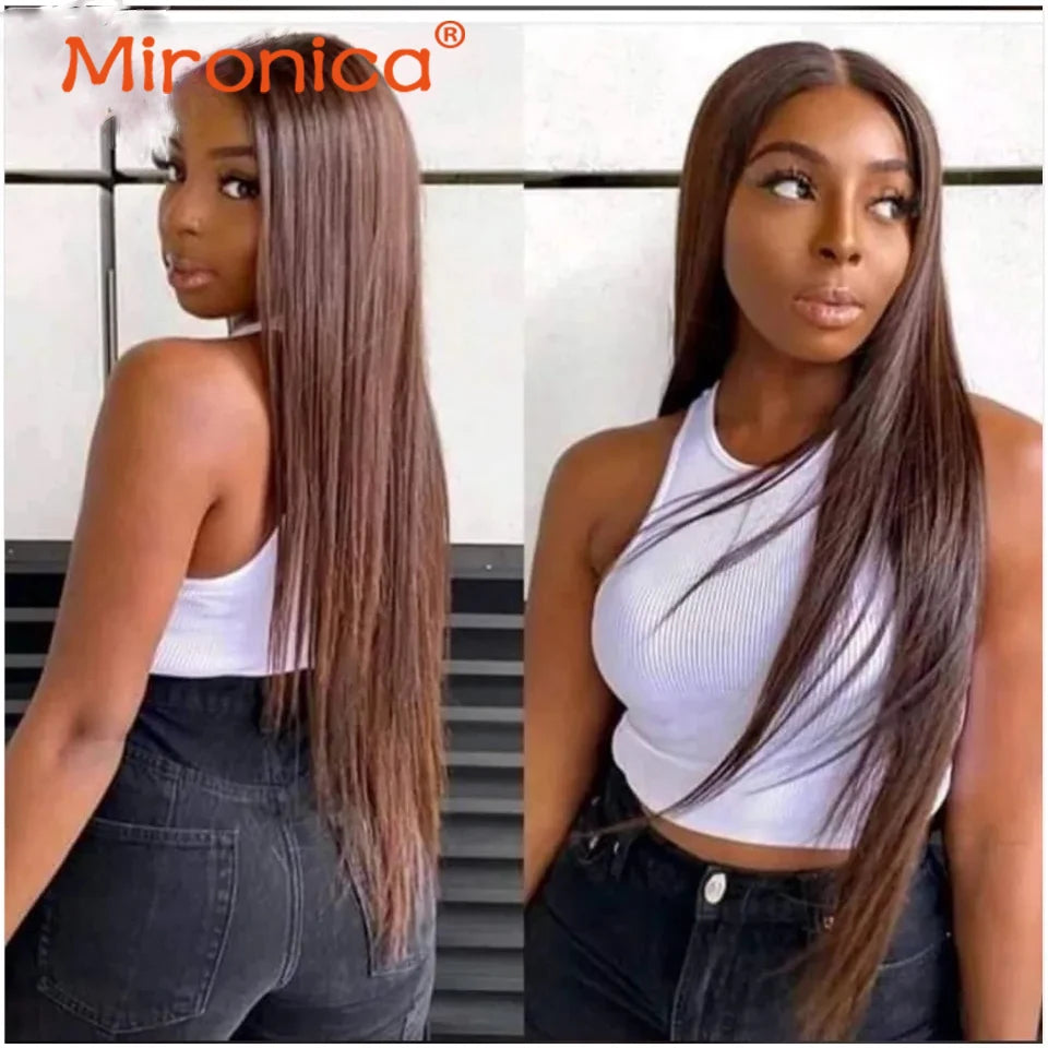Straight Chocolate Brown Human Hair Bundles Deal - Human Hair Extensions