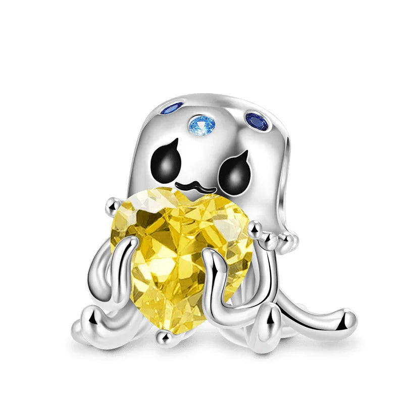 Blue Marine Organism Series Charm Jewelry Fit Original 925 Sterling Silver