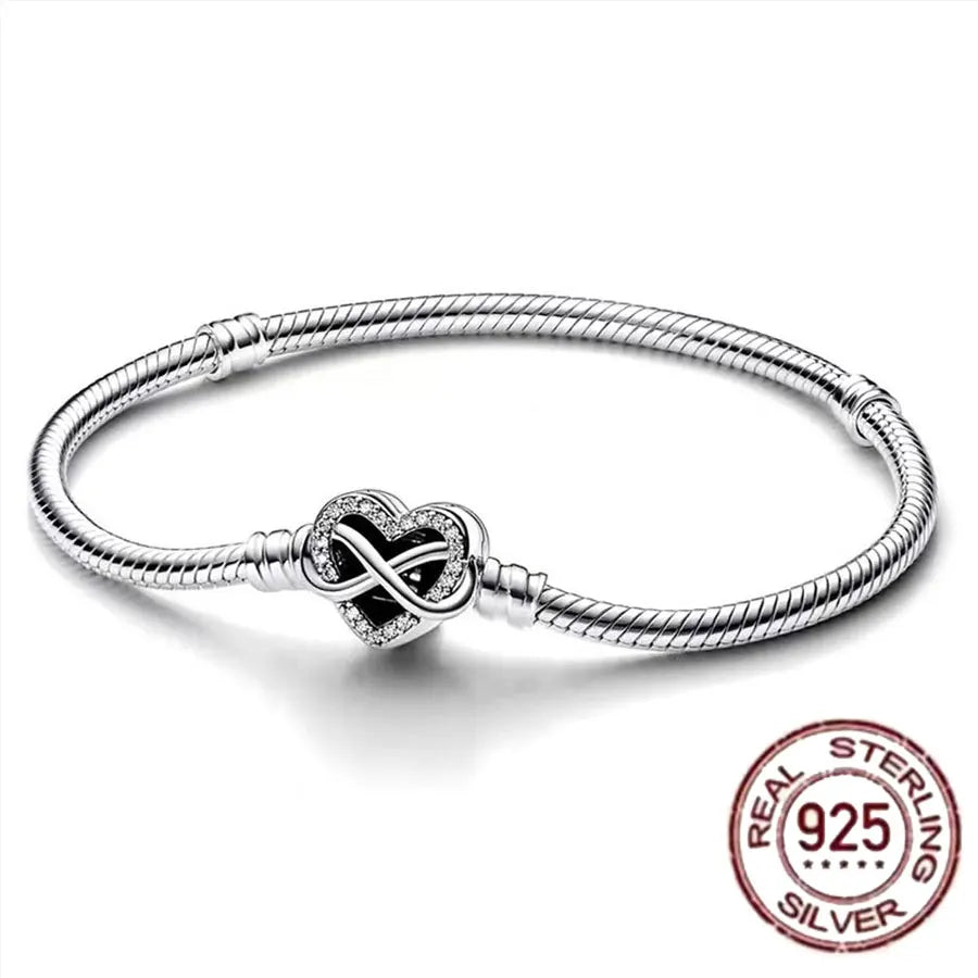925 fine heart-shaped snake bone bracelet for women