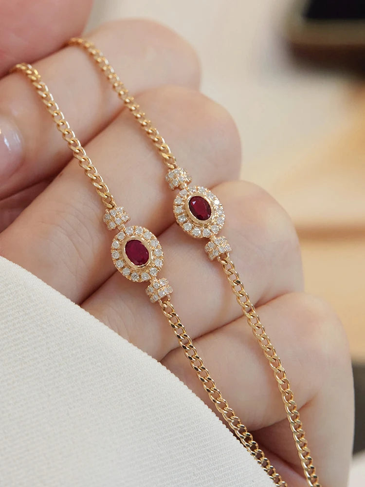 Women Bracelet Blue / Red Zirconia Elegant Vintage - 925 Sterling Silver