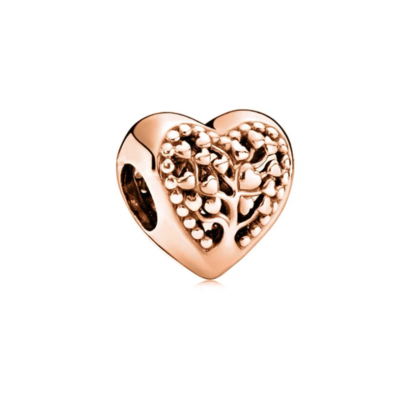 Hot Sale Rose Gold Charm Beads Fit Original 925 Silver Bracelet Women Jewelry