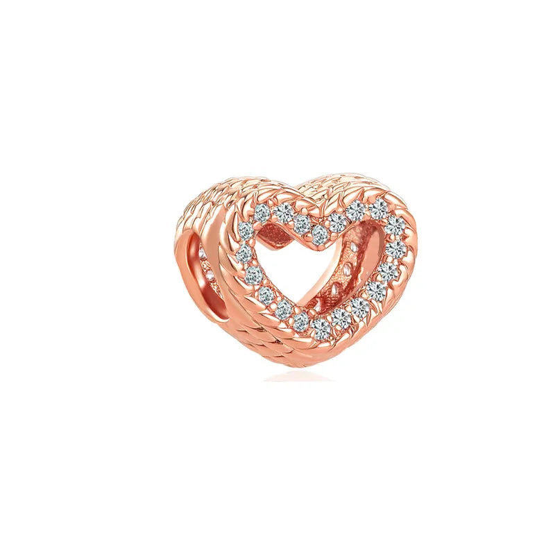 Hot Sale Rose Gold Charm Beads Fit Original 925 Silver Bracelet Women Jewelry