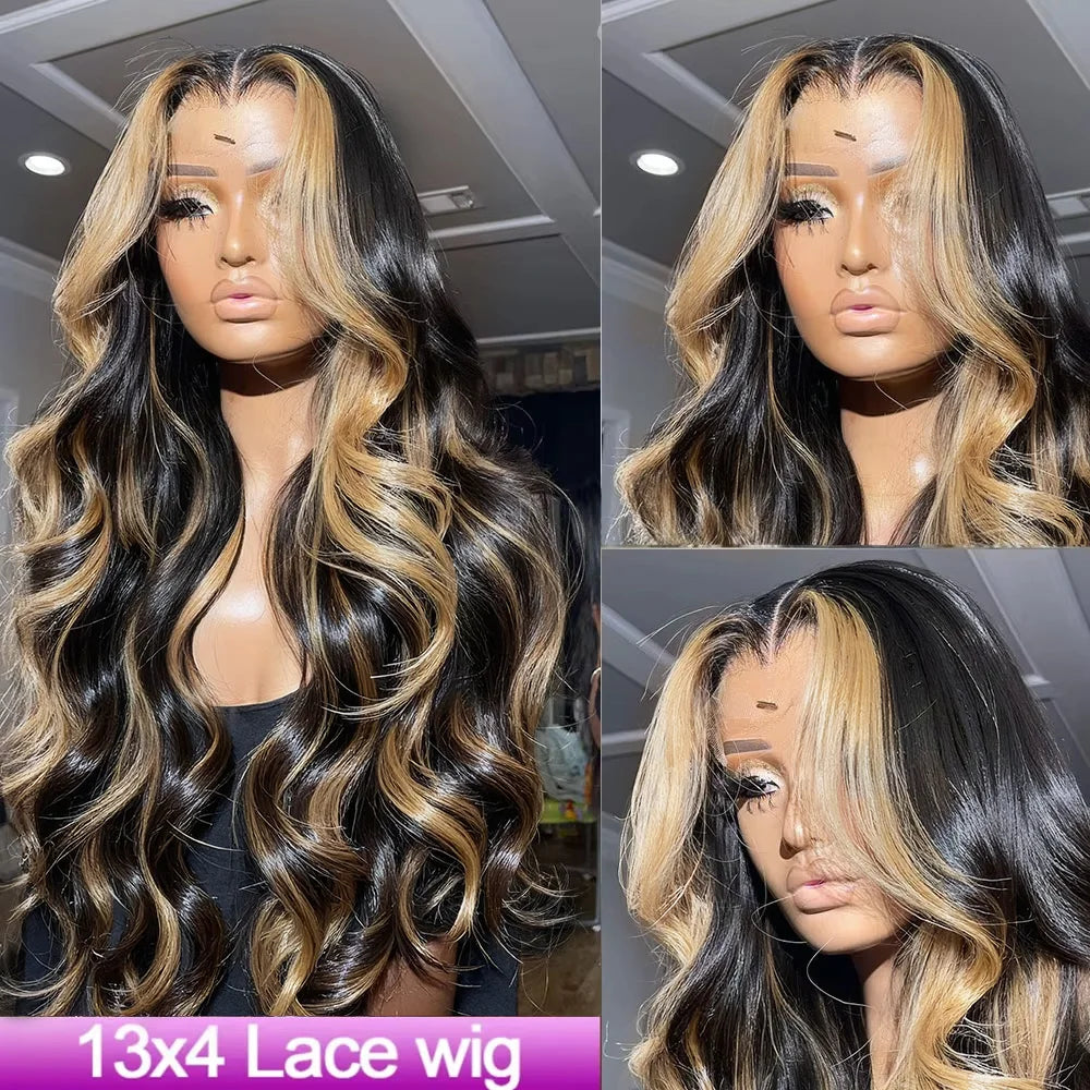 SAONA - Body Wave Wig Human Ombre Blonde Highlight Brazilian Hair