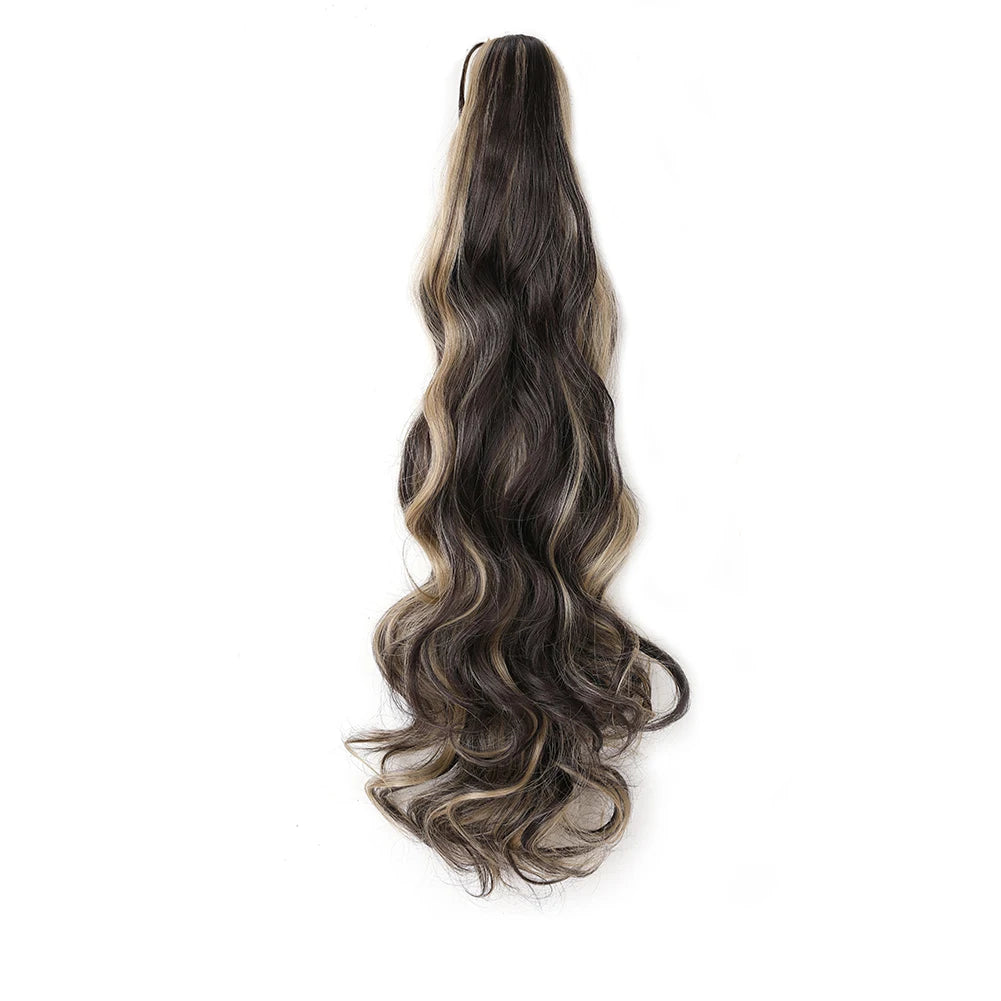 Ponytail Extension Synthetic Claw Clip in Hairpiece Curly Wavy.