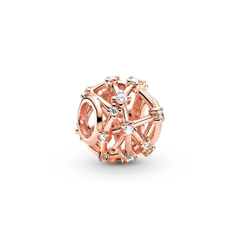 Hot Sale Rose Gold Charm Beads Fit Original 925 Silver Bracelet Women Jewelry