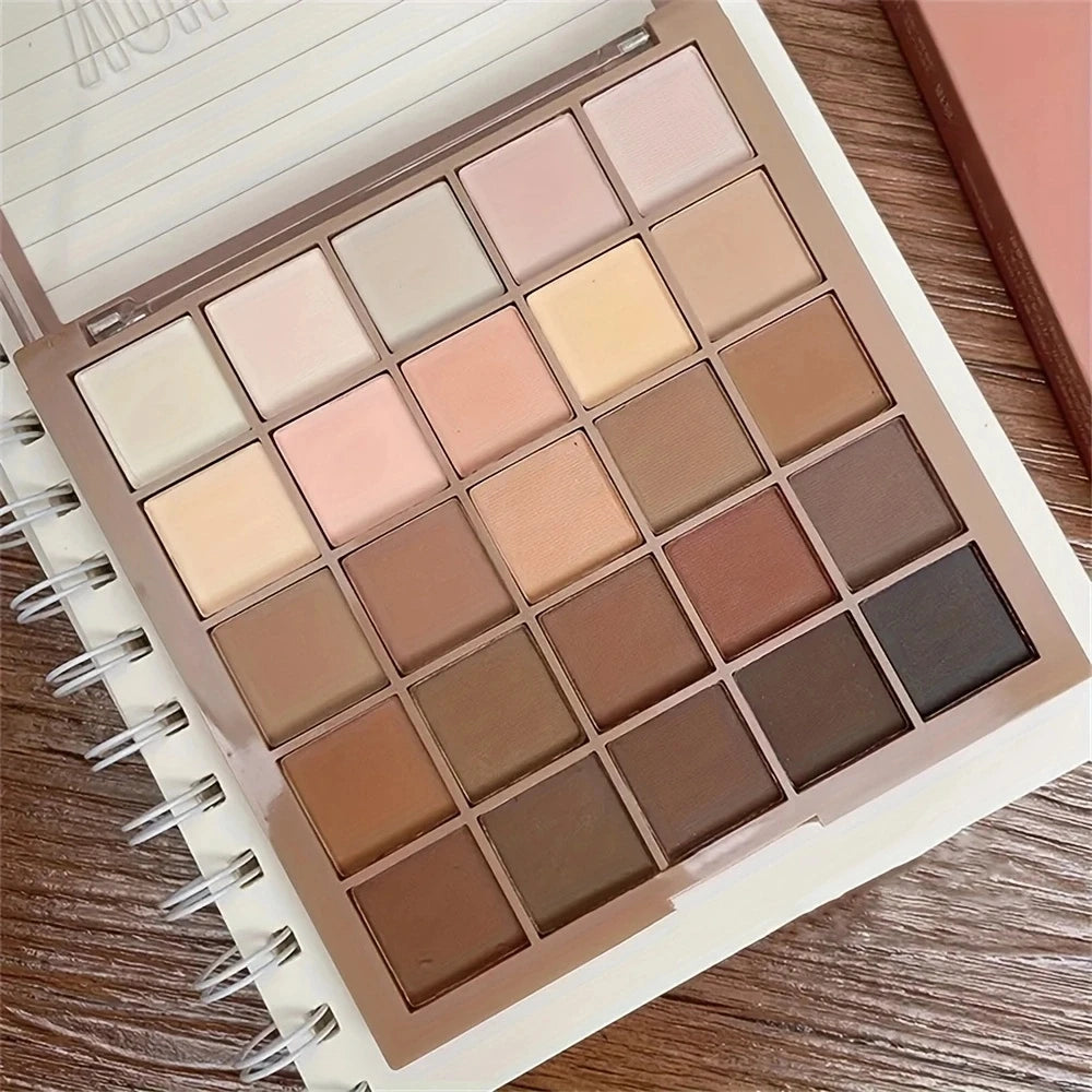 25 Color Eyeshadow Palette - Neutral Gray and Brown Earthy Tone,