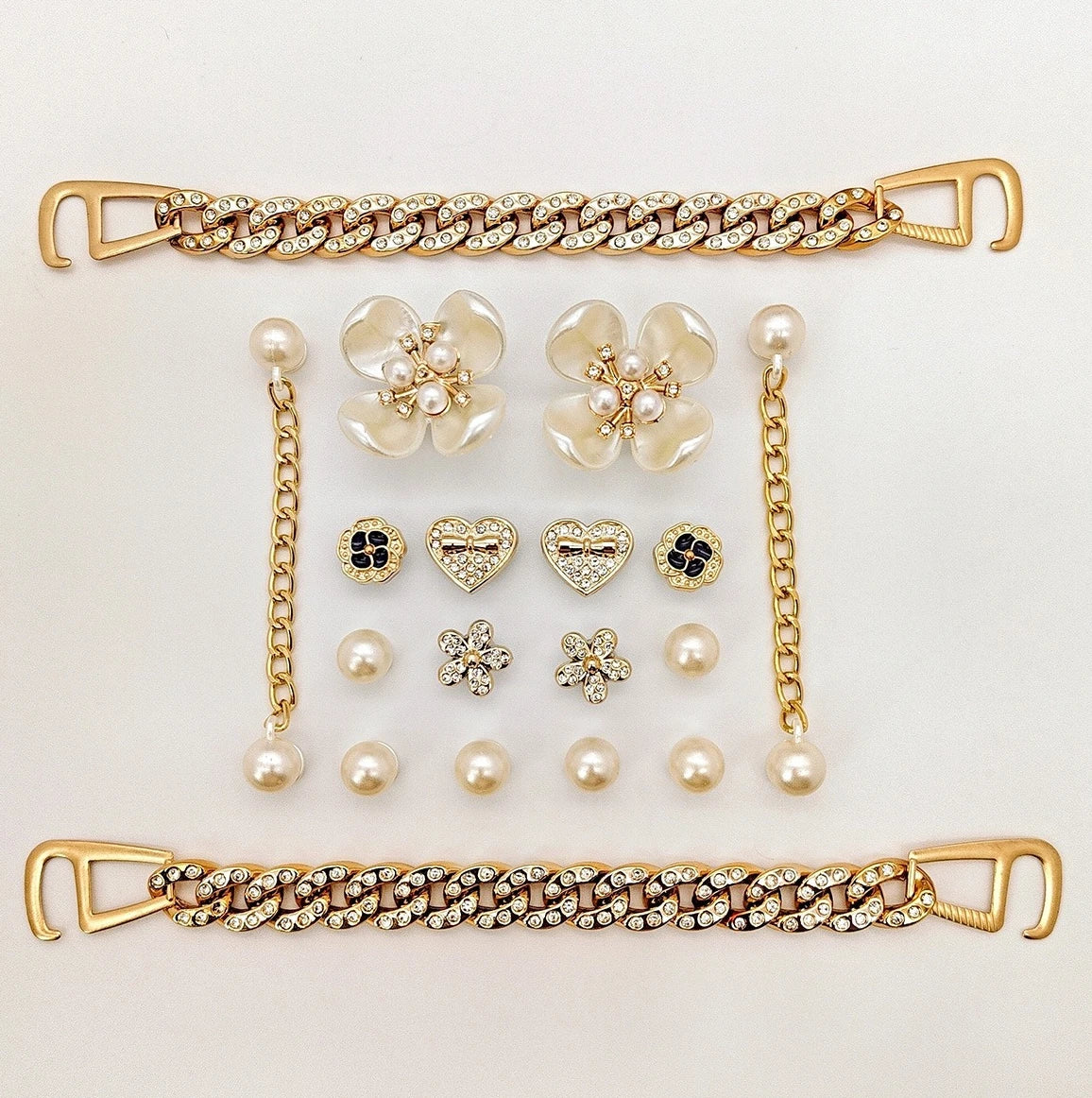 Floral Pearl Shoe Charms for Crocs / Shoes Decorations Set / Women Elegant Accessories