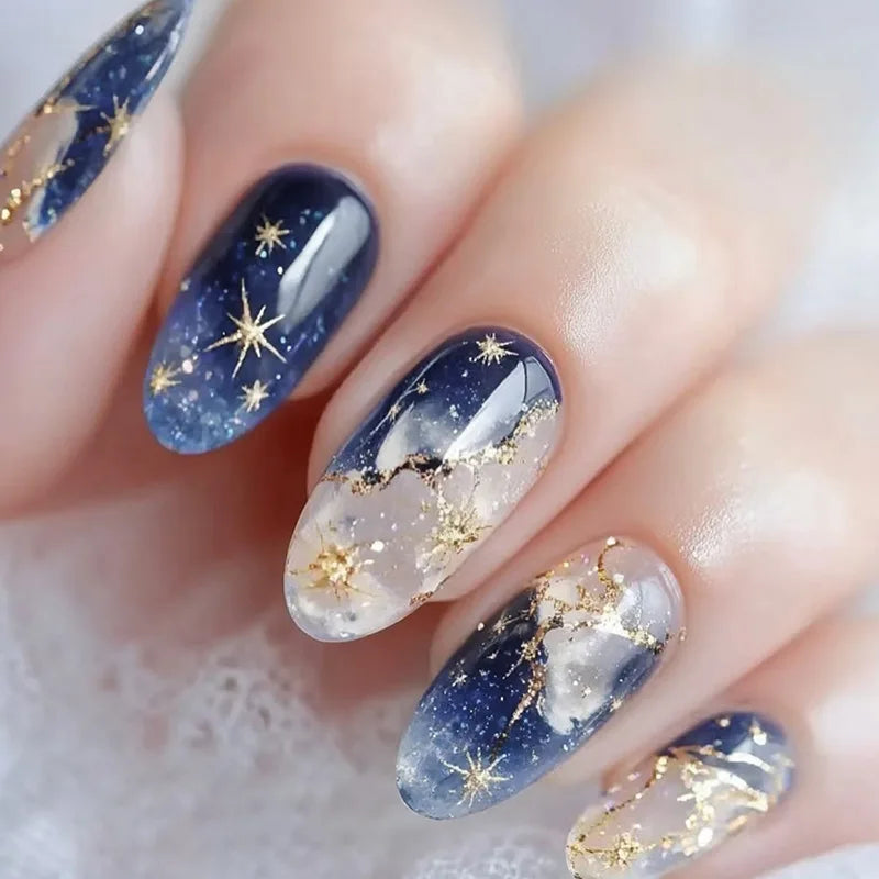3D Ripple Design False Nails / Almond Tips nails - 24pcs