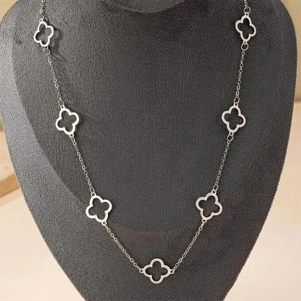New Hollow Four-Leaf Clover Pendant Necklace Simple Fashion Design