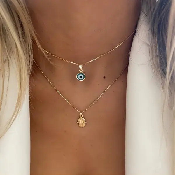 Boho Crystal Evil Eye Pendant Necklace For Women