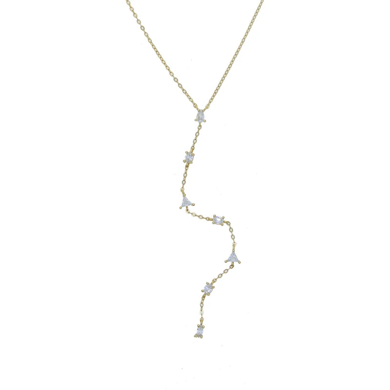925 Sterling Silver Rose Gold Sexy Long Y Necklace for Women