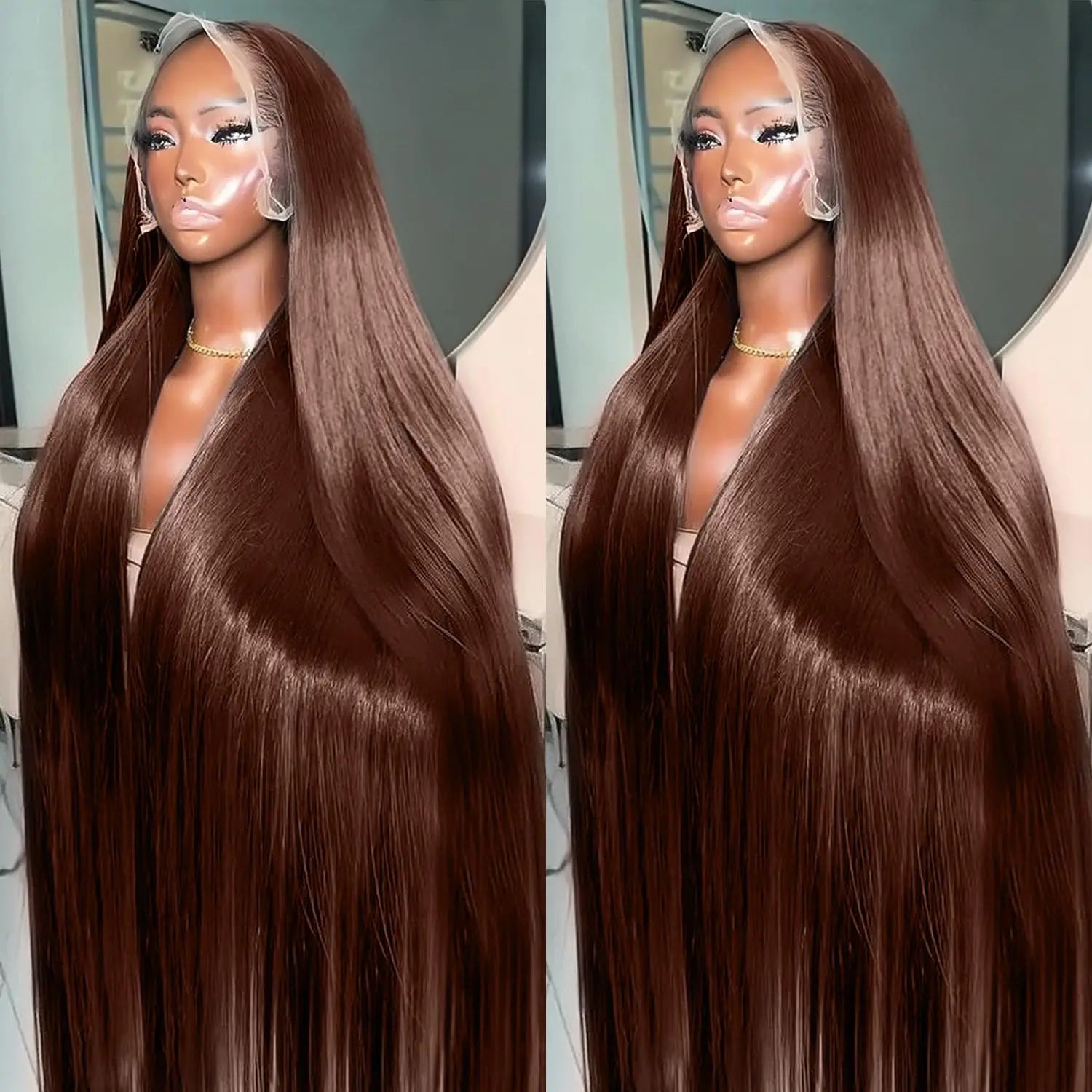 Chocolate Lace Front Human Hair Indian Straight Human Hair