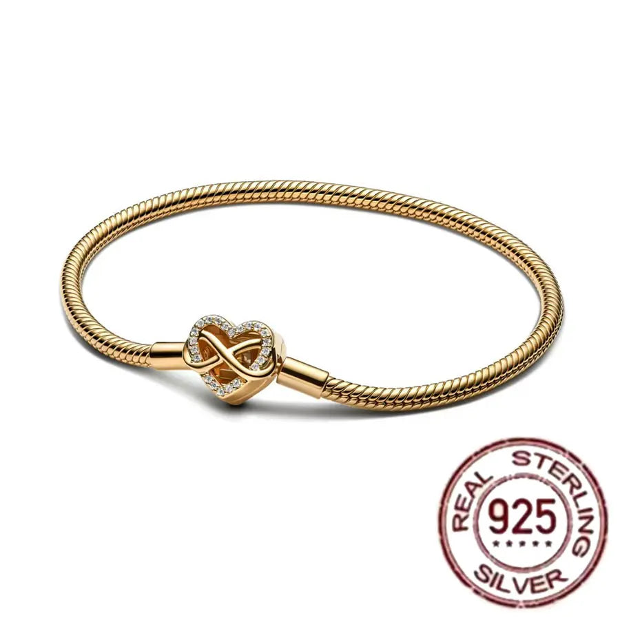 925 fine heart-shaped snake bone bracelet for women