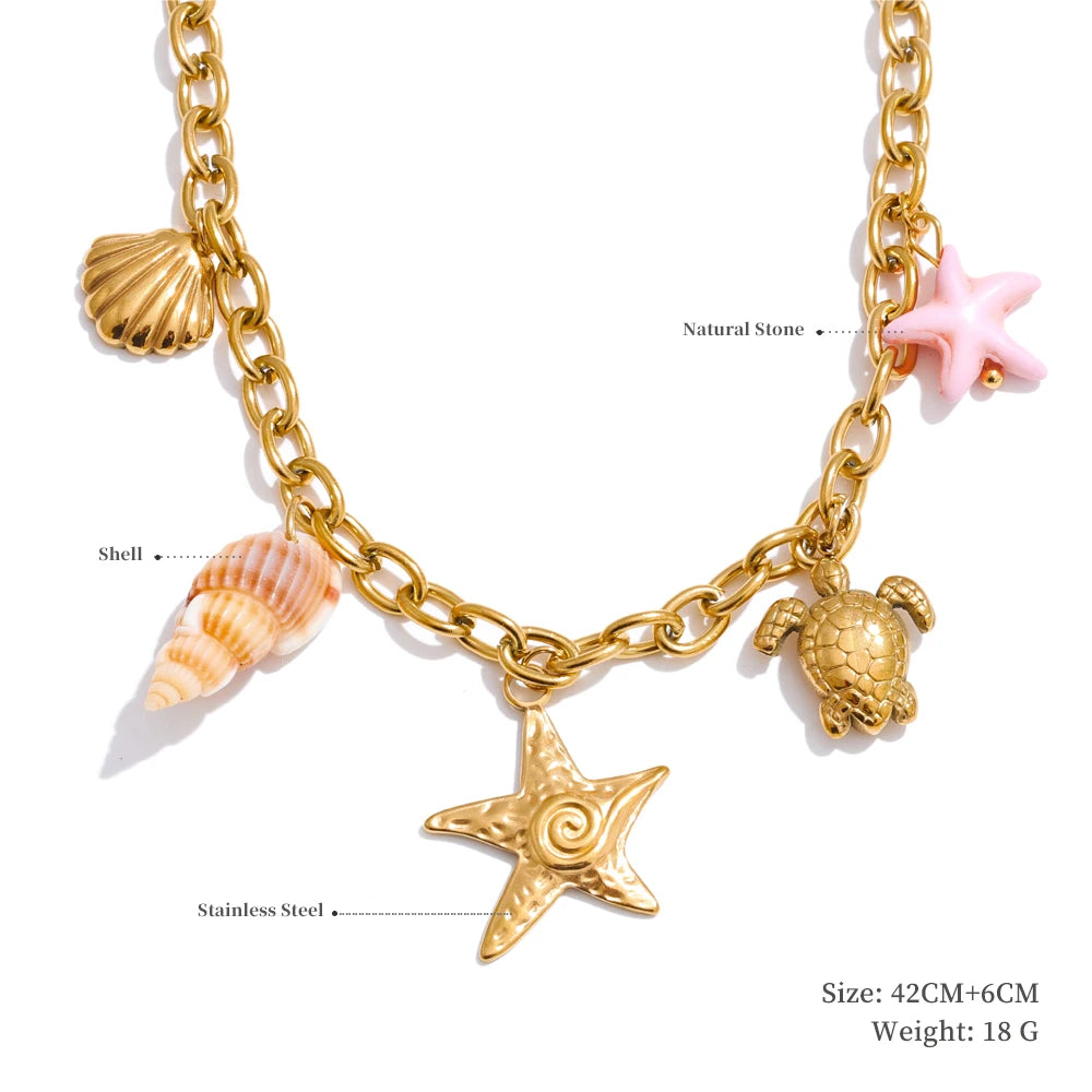 Ocean Charm Pendant Handmade Jewelry Golden Waterproof