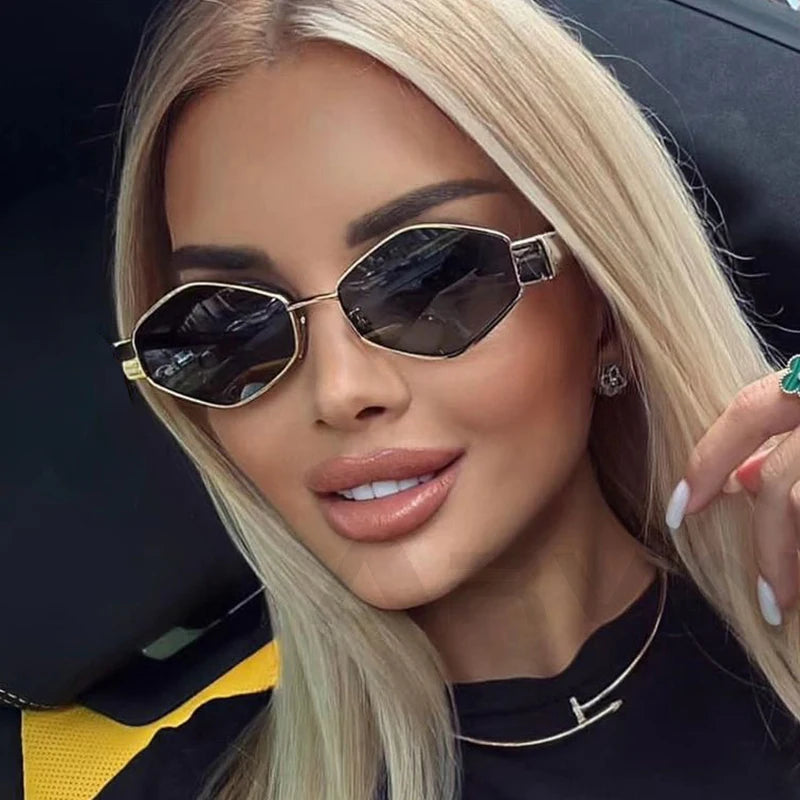 Polygonal Sunglasses for Women Small Frame