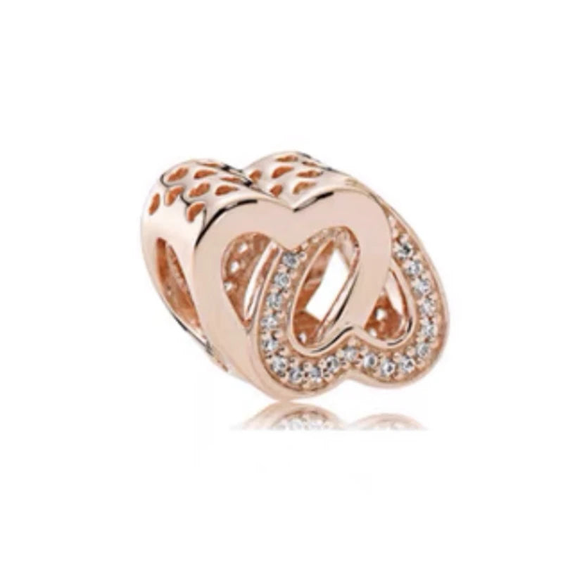 Hot Sale Rose Gold Charm Beads Fit Original 925 Silver Bracelet Women Jewelry