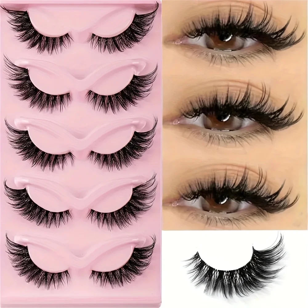 5 Pairs Eyelashes - Natural Long, Cat Eye Style