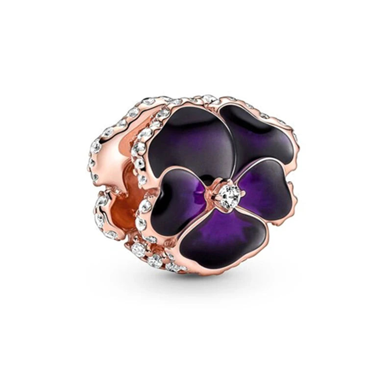 Hot Sale Rose Gold Charm Beads Fit Original 925 Silver Bracelet Women Jewelry