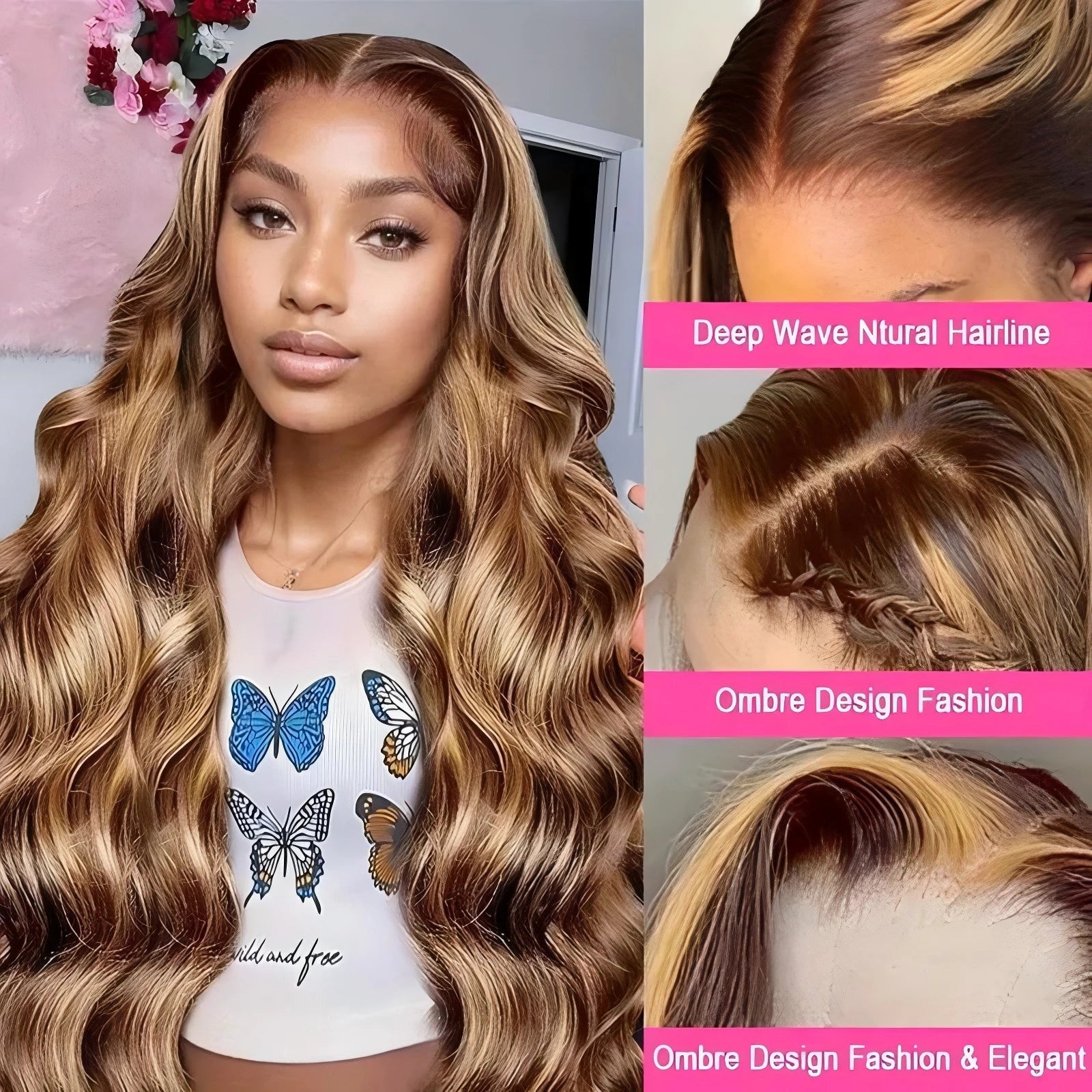 Honey Blonde lace front wig human hair