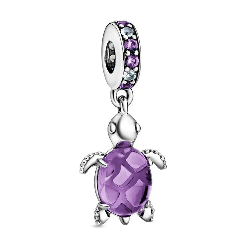 Blue Marine Organism Series Charm Jewelry Fit Original 925 Sterling Silver