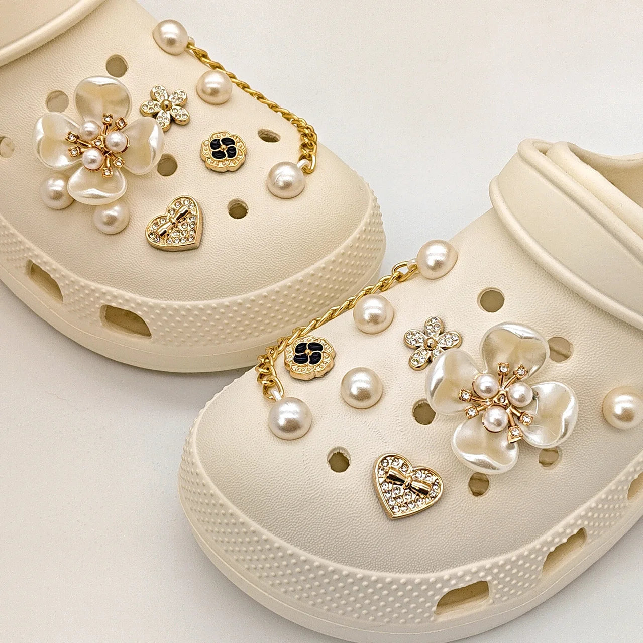 Floral Pearl Shoe Charms for Crocs / Shoes Decorations Set / Women Elegant Accessories