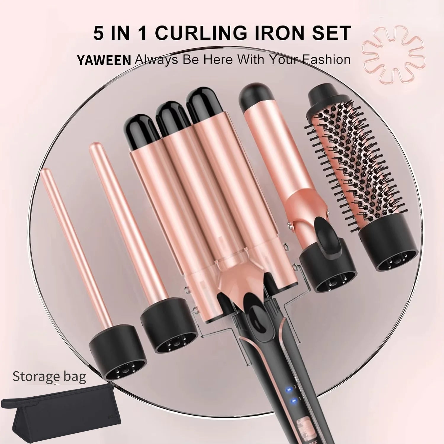 5 in 1 Hair Curlers Set with Curling Brush for Hairstyle