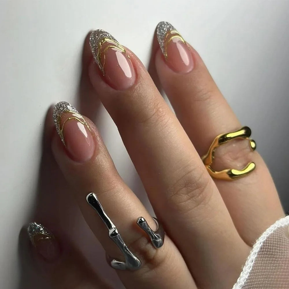 Cat Eye French Sheer Manicure Tip Art 3D Acrylic Nails