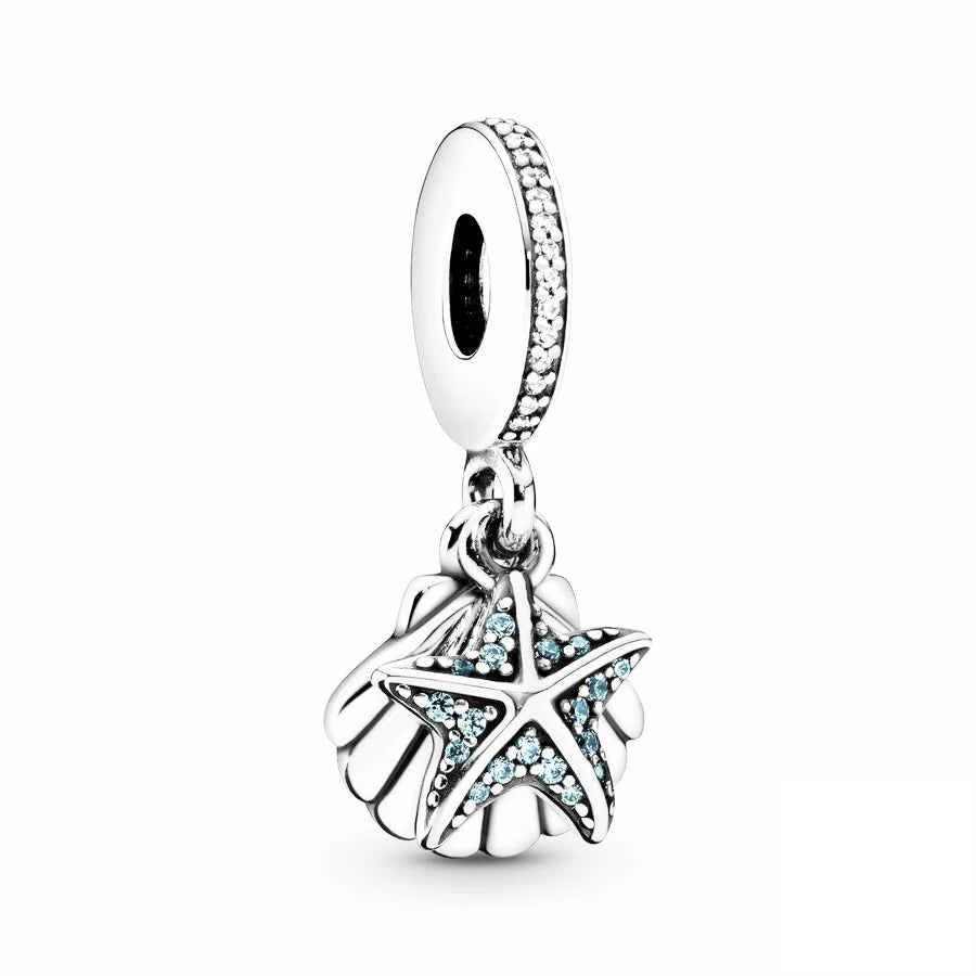 Blue Marine Organism Series Charm Jewelry Fit Original 925 Sterling Silver