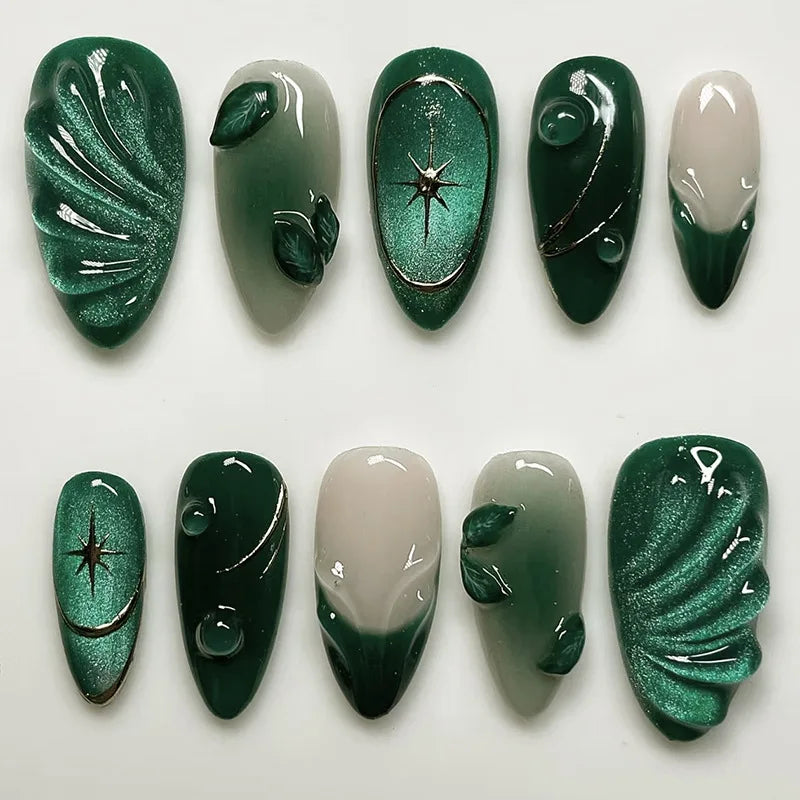 Cat Eye French Sheer Manicure Tip Art 3D Acrylic Nails