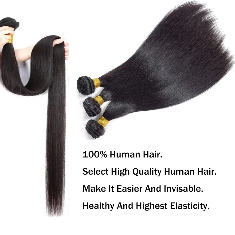 Straight Human Hair Bundles 100% Human Hair Extensions