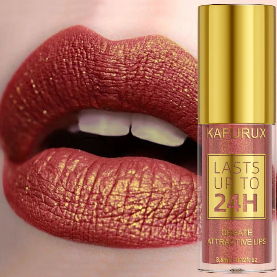 Metallic Lip Glaze Shiny Long Lasting Lip Gloss Waterproof Makeup Lip Oil